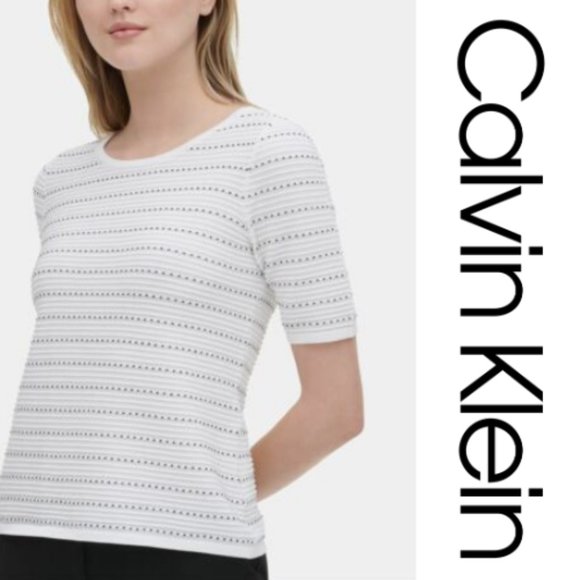 Calvin Klein Tops - Calvin Klein Women's Knit Textured Striped White